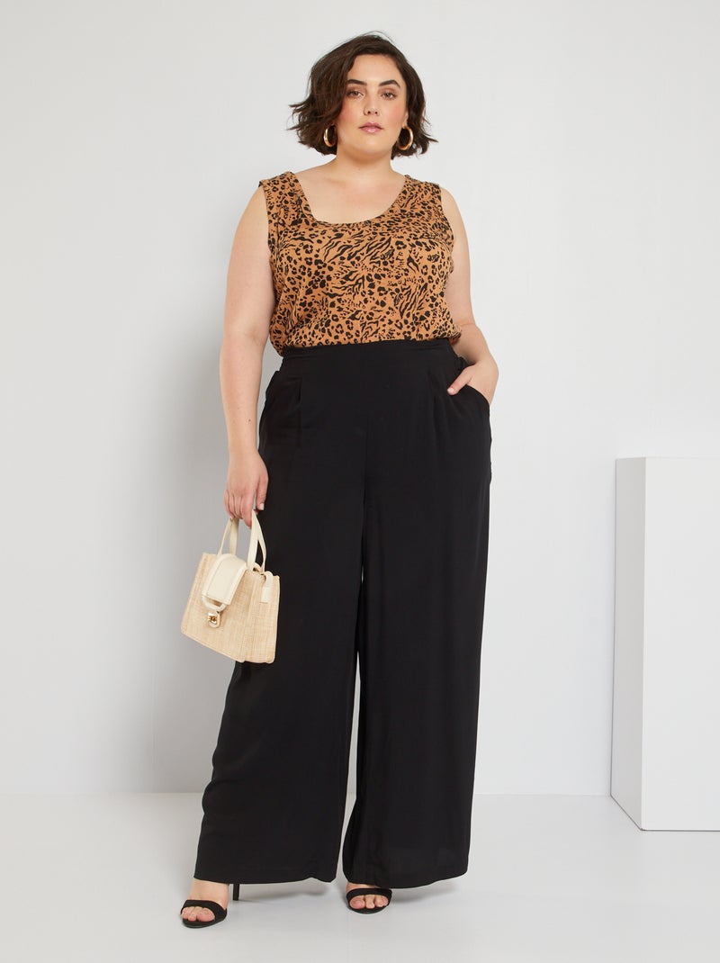 Pantalón ancho vaporoso Negro - Kiabi