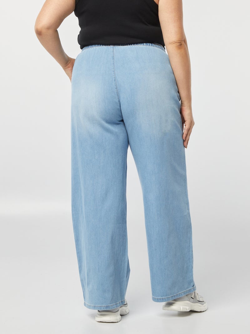 Pantalón ancho vaquero con cintura fruncida AZUL - Kiabi
