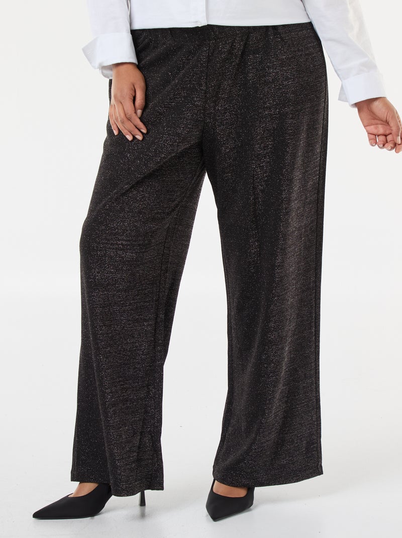 Pantalón ancho 'Vero Moda' de punto brillante Negro - Kiabi
