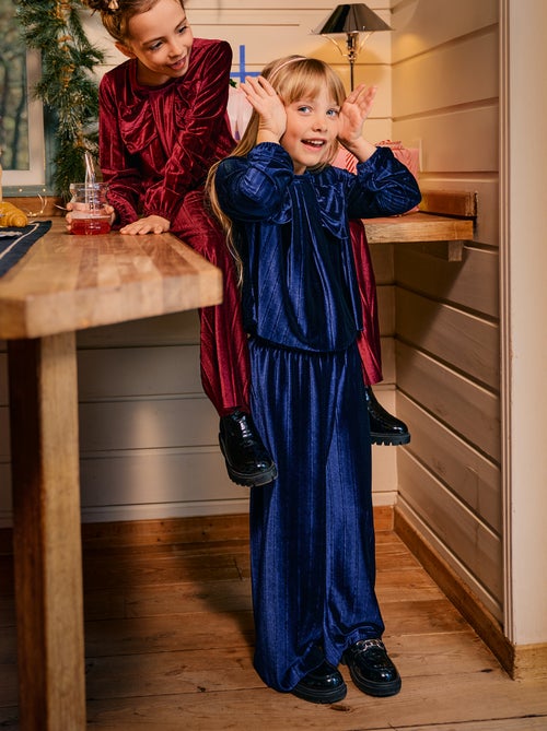 Pantalón ancho wide leg de punto velvet acanalado - Kiabi