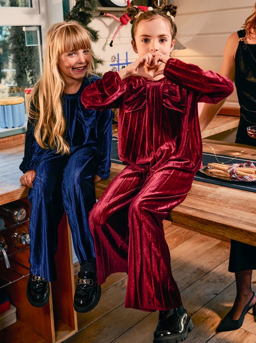 Pantalón ancho wide leg de punto velvet de canalé - Kiabi