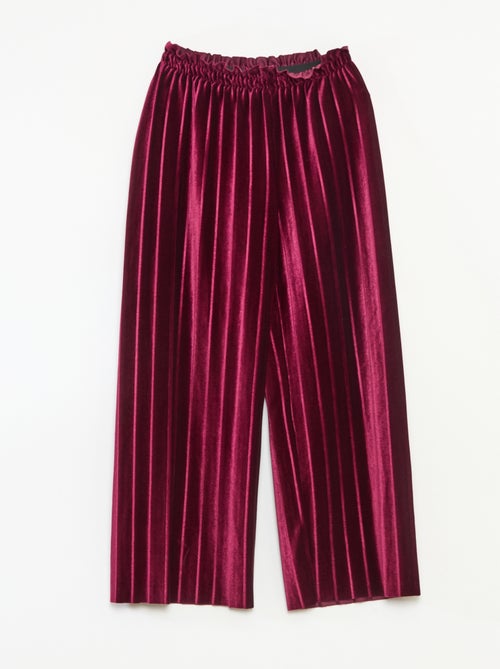 Pantalón ancho wide leg de punto velvet de canalé - Kiabi