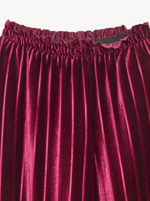 Pantalón ancho wide leg de punto velvet de canalé - Kiabi