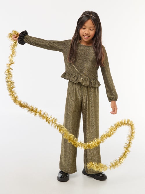 Pantalón ancho wide leg fit de punto bisou - Kiabi