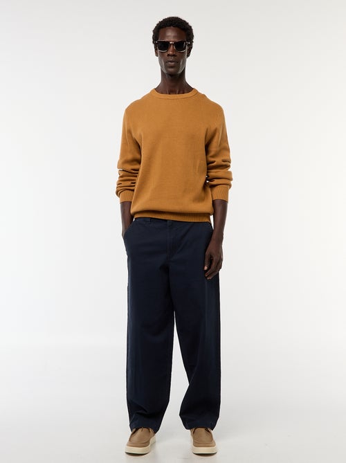 Pantalón ancho / wide leg liso de sarga - Kiabi