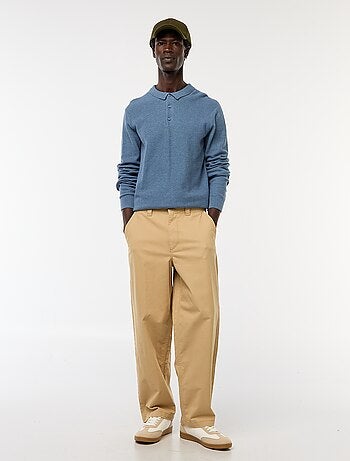 Pantalón ancho / wide leg liso de sarga