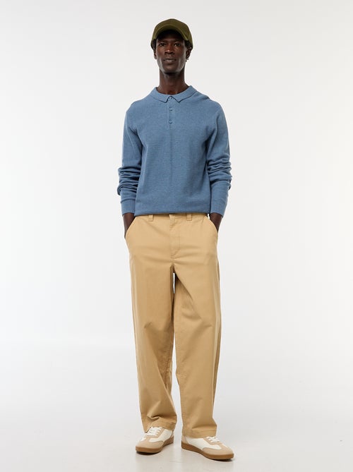 Pantalón ancho / wide leg liso de sarga - Kiabi