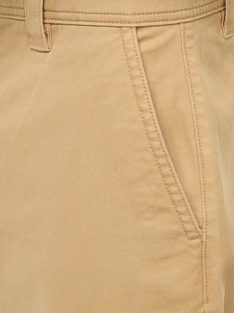 Pantalón ancho / wide leg liso de sarga Beige - Kiabi
