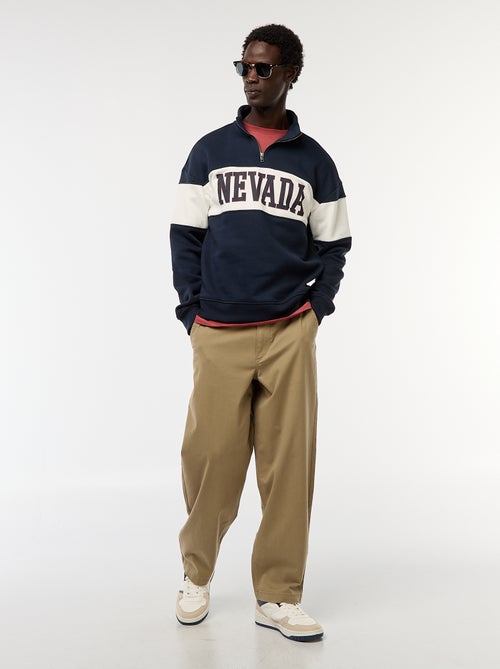 Pantalón ancho / wide leg liso de sarga - Kiabi