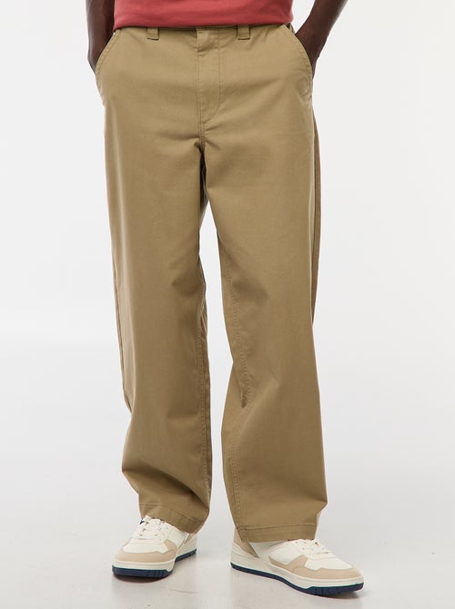 Pantalón ancho / wide leg liso de sarga - Kiabi