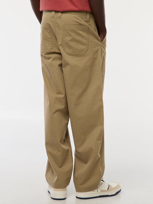 Pantalón ancho / wide leg liso de sarga - Kiabi