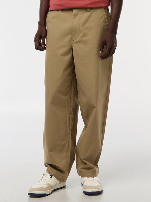 Pantalón ancho / wide leg liso de sarga - Kiabi