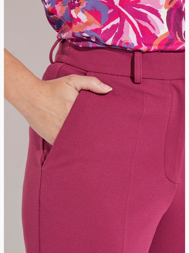 Pantalón ancho y fluido en punto elástico liso - Afibel Violeta - Kiabi