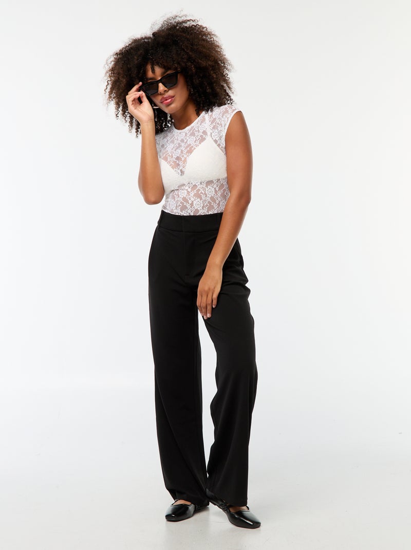 Pantalón ancho y vaporoso con cremallera 'JDY' Negro - Kiabi