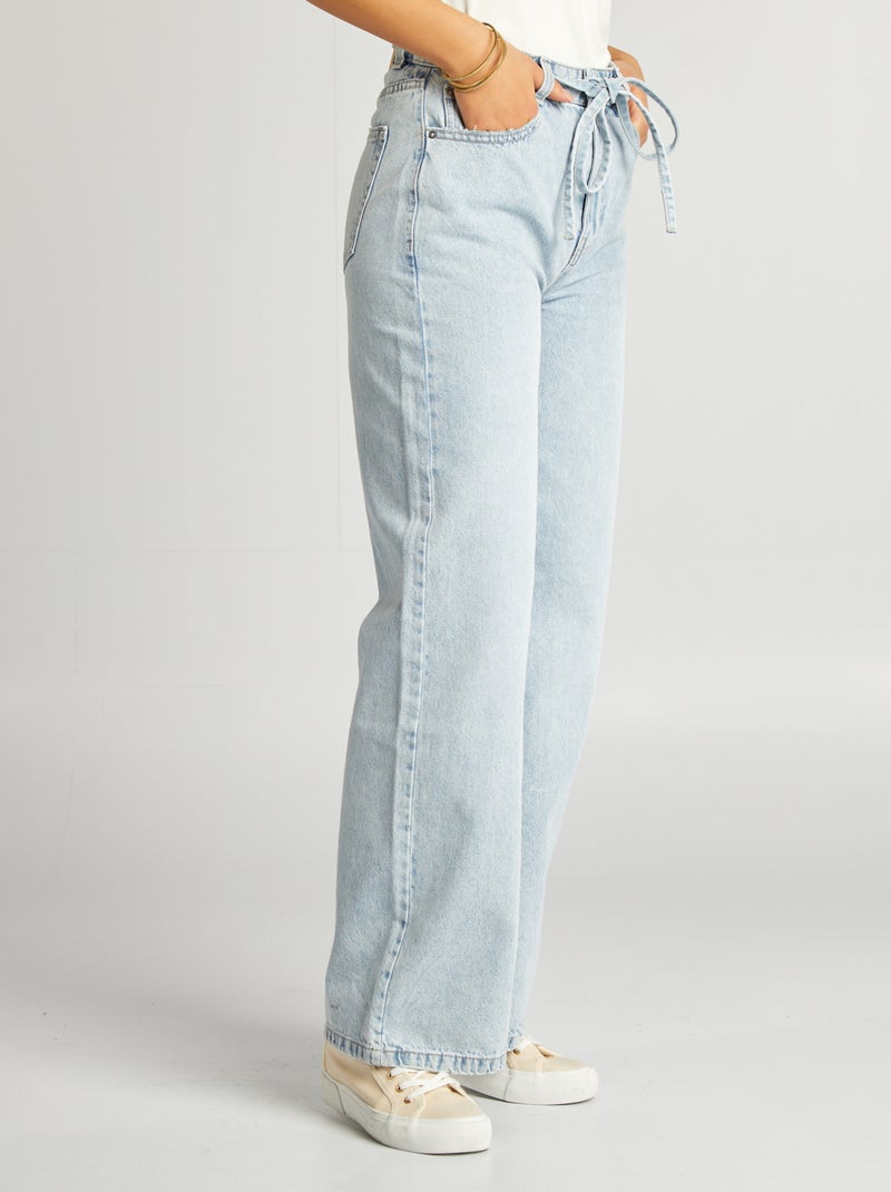 Pantalón ancho/wide leg de tiro alto AZUL - Kiabi