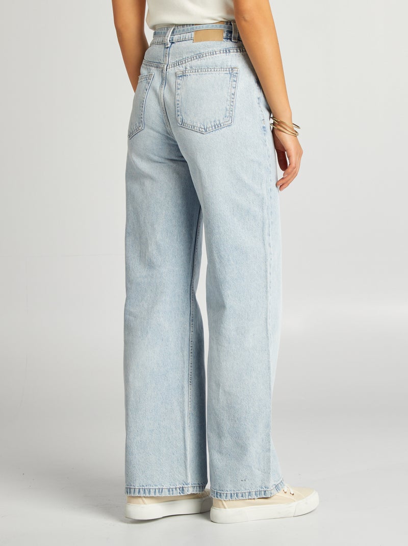 Pantalón ancho/wide leg de tiro alto AZUL - Kiabi