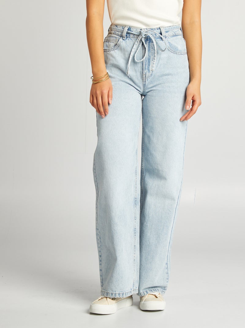 Pantalón ancho/wide leg de tiro alto AZUL - Kiabi