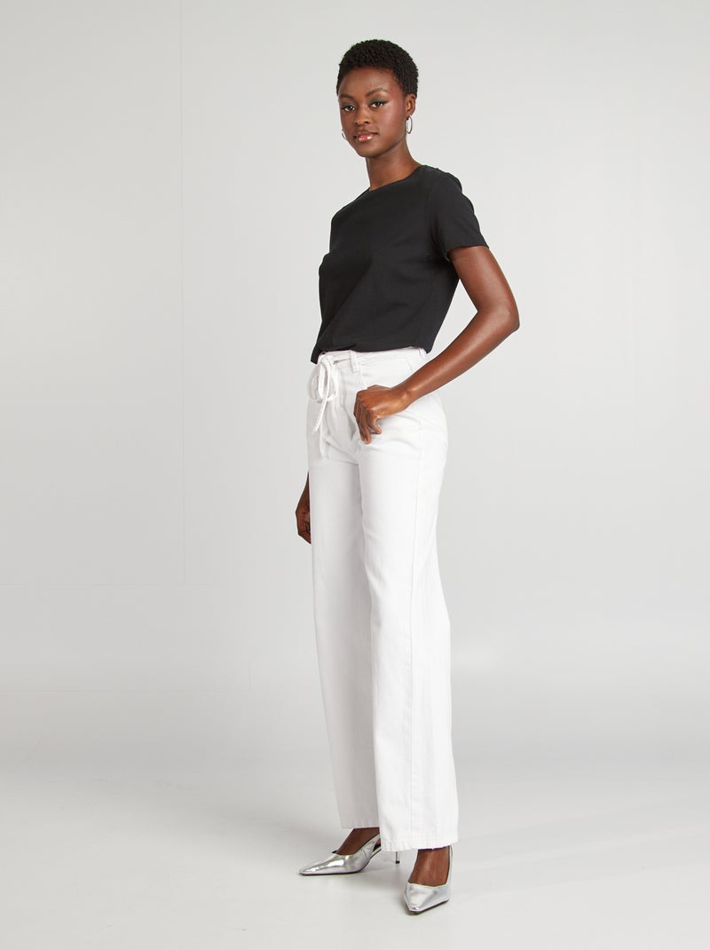 Pantalón ancho/wide leg de tiro alto blanco - Kiabi