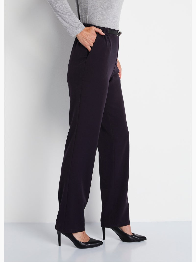 Pantalón antiarrugas con cintura semielástica. - Afibel Ciruela - Kiabi