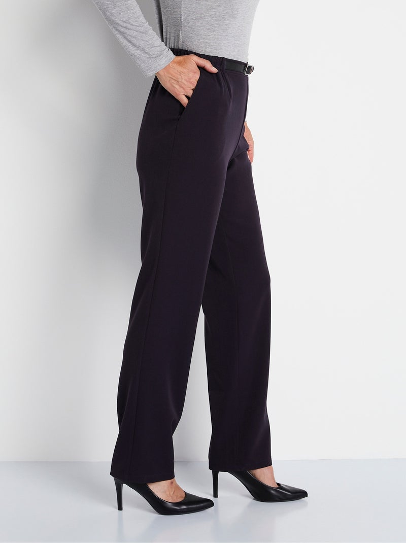Pantalón antiarrugas con cintura semielástica. - Afibel Violeta - Kiabi