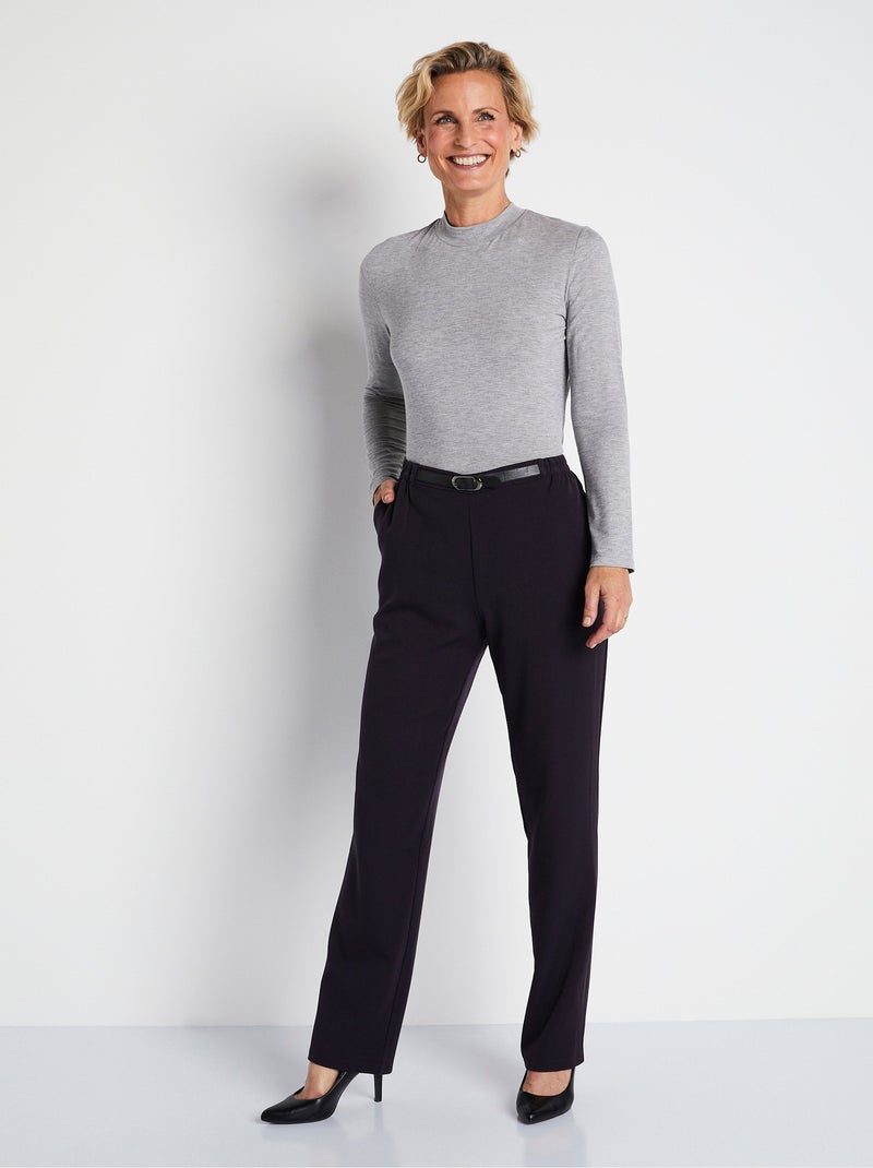 Pantalón antiarrugas con cintura semielástica. - Afibel Violeta - Kiabi