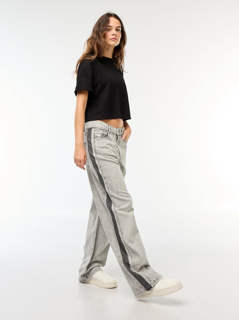 Pantalón baggy a contraste Gris - Kiabi