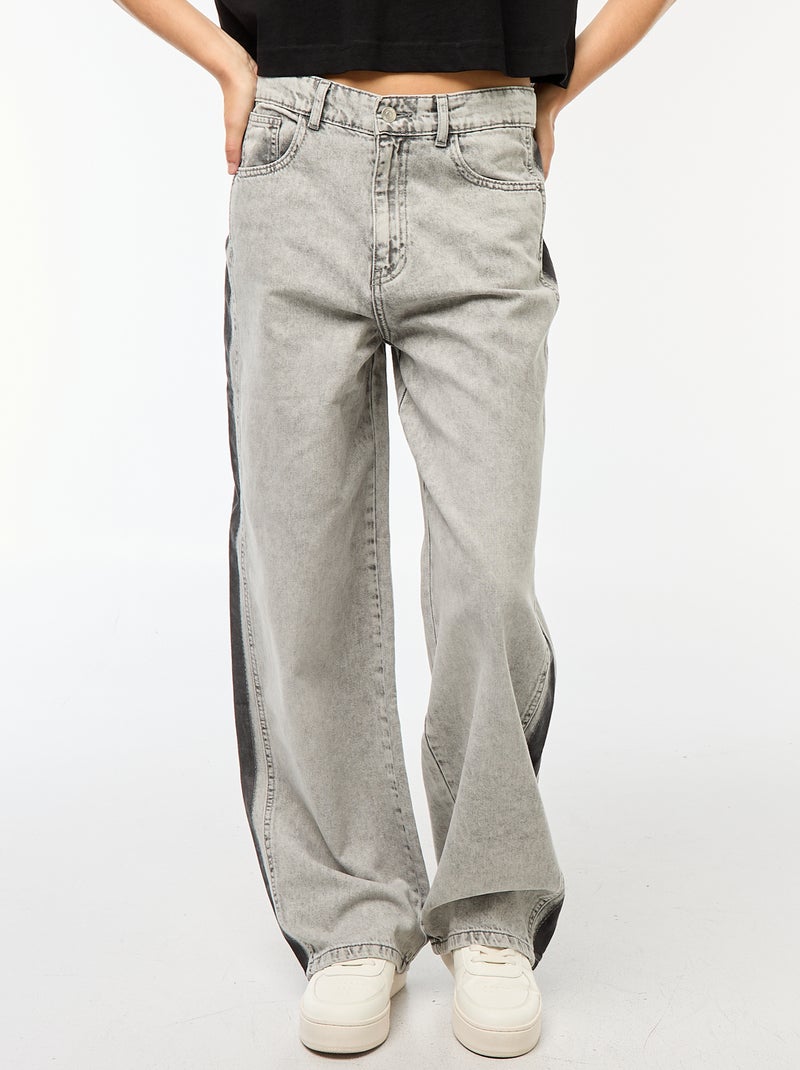 Pantalón baggy a contraste Gris - Kiabi