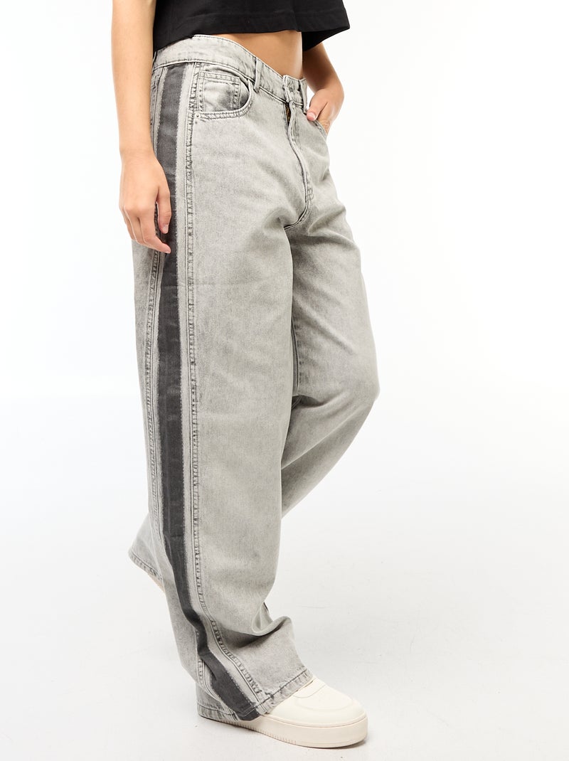 Pantalón baggy a contraste Gris - Kiabi