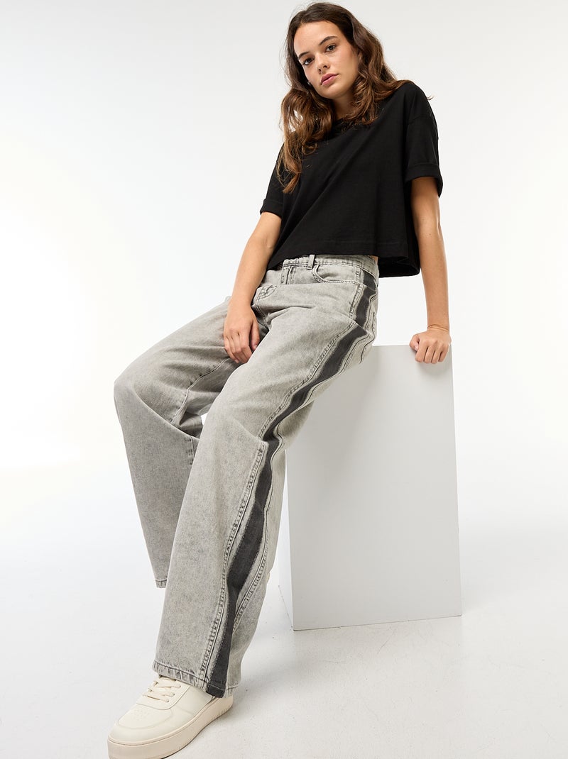Pantalón baggy a contraste Gris - Kiabi