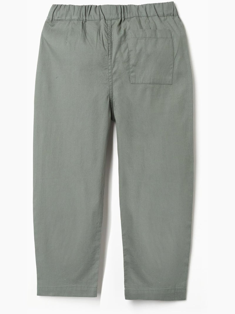 Pantalón baggy de algodón con elástico B&S Verde claro - Kiabi