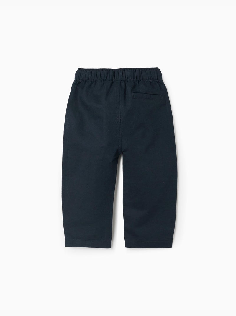 Pantalón baggy de lino con cordón Azul oscuro - Kiabi
