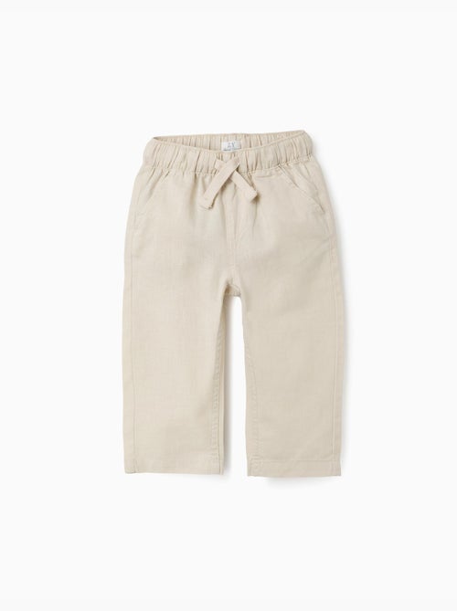 Pantalón baggy de lino con cordón - Kiabi