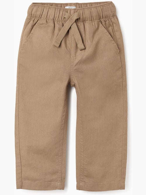 Pantalón baggy de lino con cordón - Kiabi
