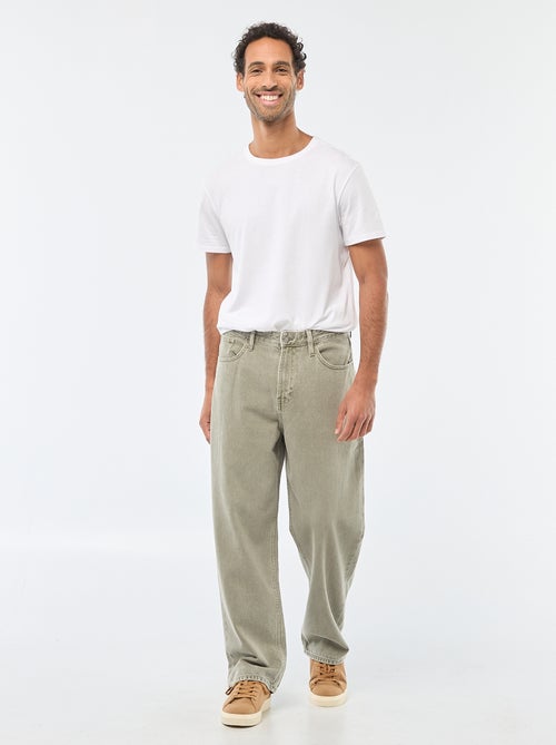 Pantalón baggy liso de twill - Kiabi
