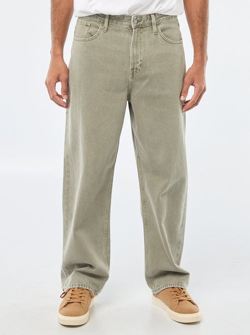 Pantalón baggy liso de twill - Kiabi