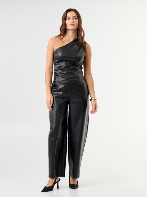 Pantalón balloon efecto piel - Kiabi