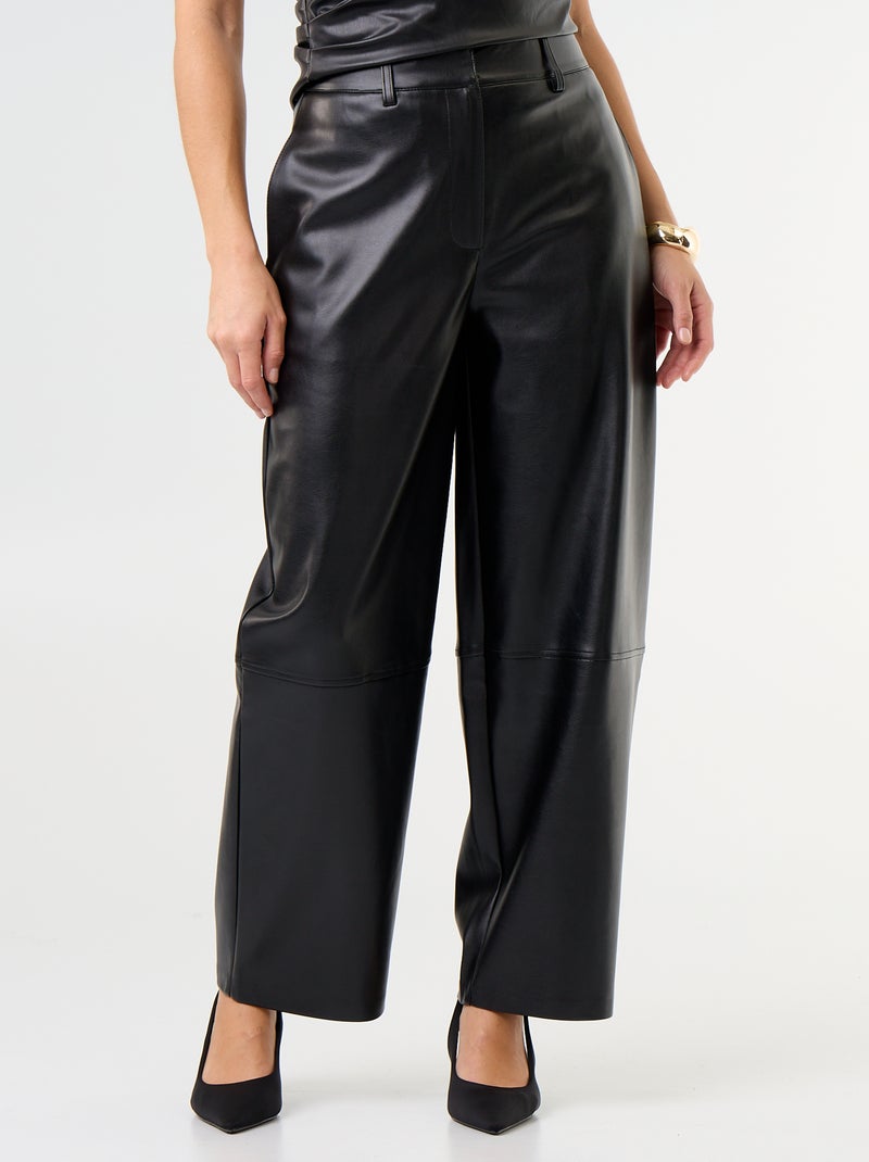Pantalón balloon efecto piel Negro - Kiabi
