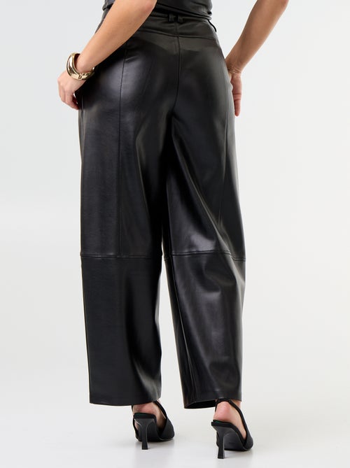 Pantalón balloon efecto piel - Kiabi