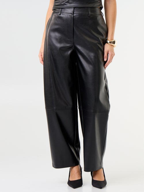 Pantalón balloon efecto piel - Kiabi