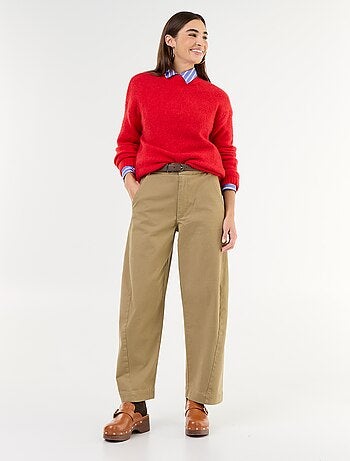 Pantalón barrel ancho + cinturón de polipiel