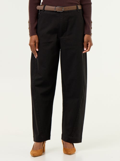 Pantalón barrel ancho + cinturón de polipiel - Kiabi
