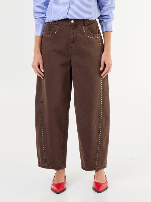 Pantalón barrel con detalles de tachuelas - Kiabi
