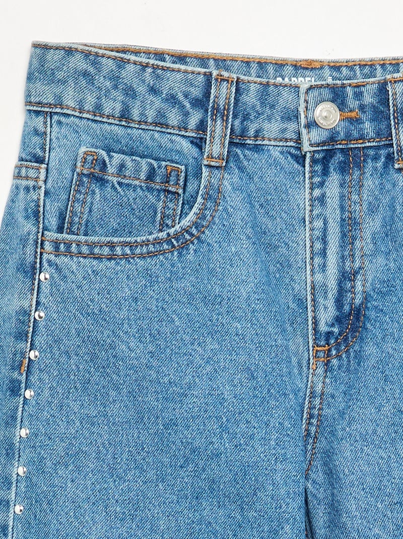 Pantalón barrel con tachuelas fantasía Azul - Kiabi