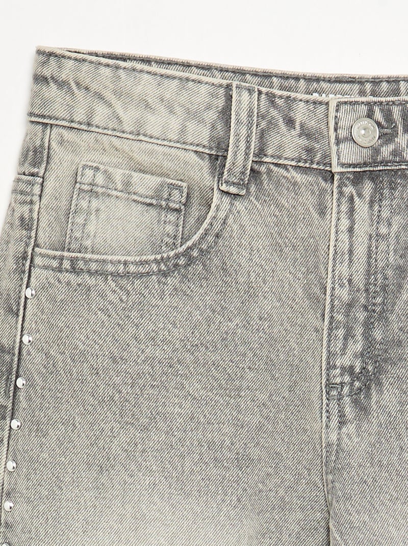 Pantalón barrel con tachuelas fantasía Gris - Kiabi