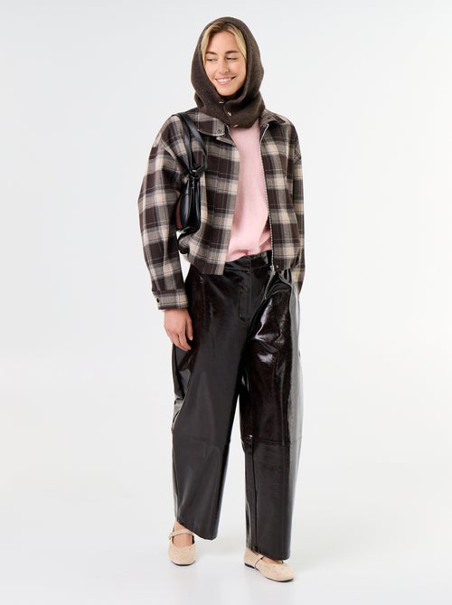Pantalón barrel de polipiel - Kiabi
