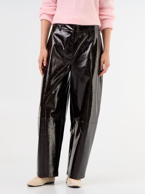 Pantalón barrel de polipiel - Kiabi