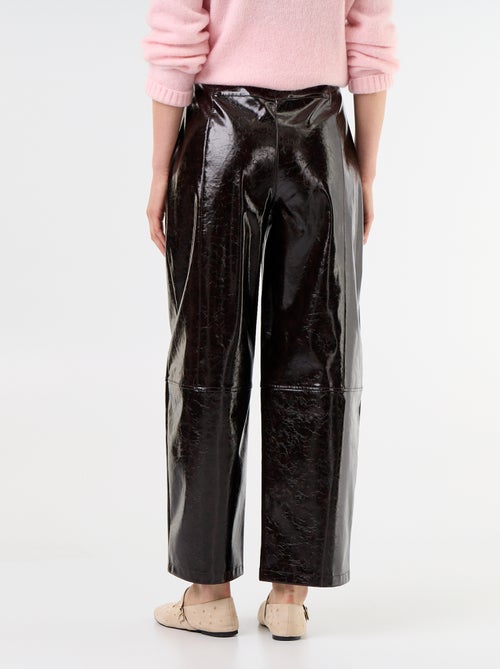 Pantalón barrel de polipiel - Kiabi