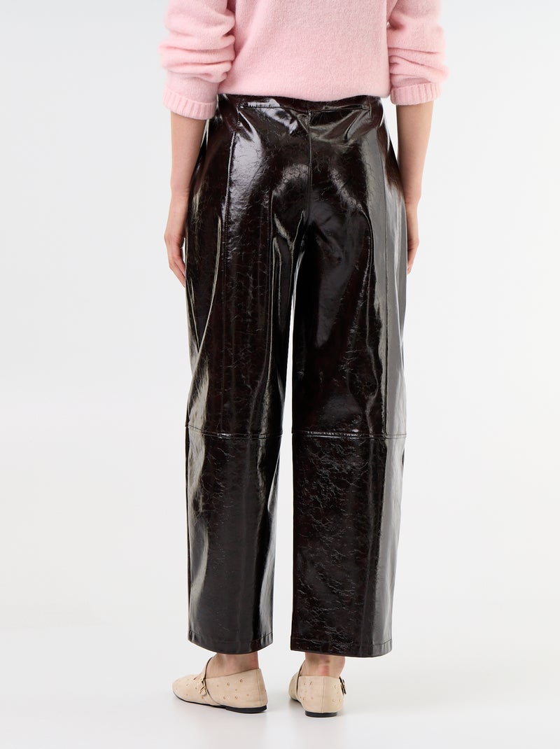 Pantalón barrel de polipiel Marron - Kiabi