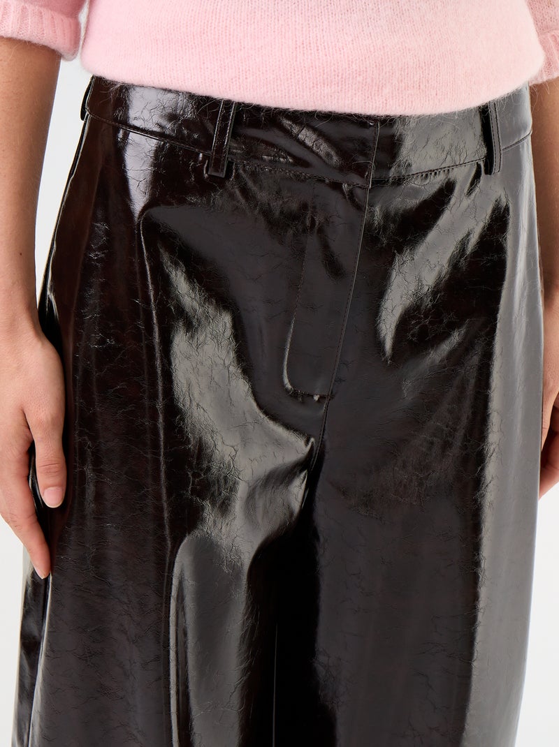Pantalón barrel de polipiel Marron - Kiabi