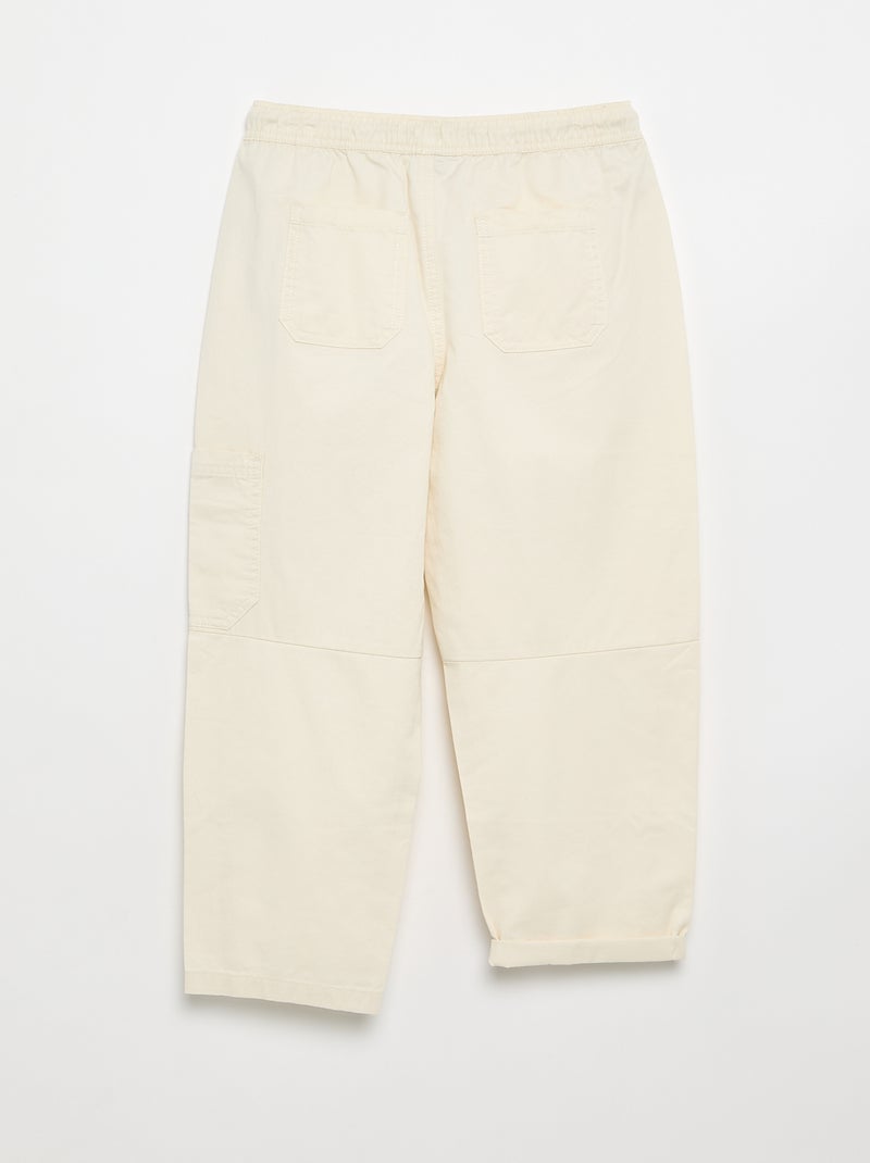 Pantalón barrel fit con cordones ajustables Blanco - Kiabi